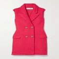 Oscar de la Renta - Button-embellished Frayed Wool-blend Tweed Mini Dress - Red - US0
