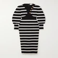 Alexander McQueen - Panelled Striped Wool-blend Midi Dress - Black - S