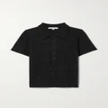 Tibi - Wool-blend Polo Shirt - Charcoal - x small