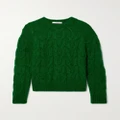 Tibi - Cable-knit Brushed Mohair-blend Sweater - Green - x small