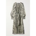 Proenza Schouler - Flou Belted Pleated Striped Crepe Midi Dress - Multi - US6