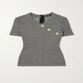 Balmain - Button-embellished Checked Cotton-blend Top - Gray - FR42