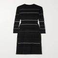 Proenza Schouler - Button-detailed Striped Ribbed-knit Midi Dress - Black - medium