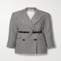 Veronica Beard - Hutchinson Belted Houndstooth Woven Blazer - Black - large