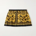 Versace - Pleated Printed Silk-twill Mini Skirt - Gold - IT42