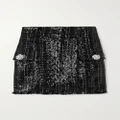 Balmain - Crystal-embellished Sequined Tweed Mini Skirt - Black - FR40