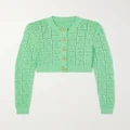 Balmain - Cropped Pointelle-knit Cardigan - Turquoise - FR36