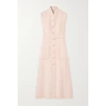 Huishan Zhang - Felicity Belted Fringed Tweed Midi Dress - Pink - UK 10