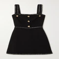 Alexander McQueen - Bombe Button-embellished Wool-blend Tweed Mini Dress - Black - IT40