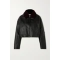 Loewe - Cropped Shearling-trimmed Leather Jacket - Black - FR36