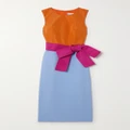 Carolina Herrera - Bow-detailed Color-block Silk-faille Midi Dress - Light blue - US2