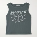 GANNI - + Net Sustain Printed Ribbed Jersey Tank - Gray - large