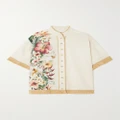 Zimmermann - + Net Sustain Lexi Raffia-trimmed Floral-print Linen Shirt - Ivory - 0