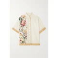 Zimmermann - + Net Sustain Lexi Raffia-trimmed Floral-print Linen Shirt - Ivory - 0