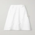 Zimmermann - Matchmaker Rose Flare Appliquéd Linen Midi Skirt - Ivory - 3