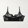 Kiki de Montparnasse - Coquette Cotton-blend Lace And Stretch-silk Underwired Soft-cup Balconette Bra - Black - 34C