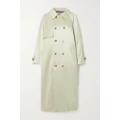 Abadia - Double-breasted Satin-twill Trench Coat - Silver - large