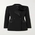 Dolce & Gabbana - Appliquéd Silk-satin Trimmed Double-breasted Wool-blend Blazer - Black - IT40