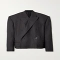 Balenciaga - Oversized Double-breasted Distressed Pinstriped Wool Blazer - Gray - XS
