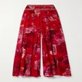 Camilla - Crystal-embellished Printed Silk-crepe Wide-leg Pants - Red - x small