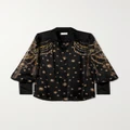 Camilla - Crystal-embellished Silk-charmeuse Blouse - Black - x small