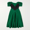Rodarte - Lace-trimmed Silk-satin Maxi Dress - Green - US2
