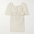 Self-Portrait - Embellished Bouclé-tweed Peplum Midi Dress - Cream - UK 4