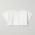Zimmermann - Alight Cropped Fringed Cotton-terry Jacquard Top - Ivory - 4