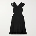 Ulla Johnson - Fiora Crochet-trimmed Ribbed Stretch-knit Midi Dress - Black - small
