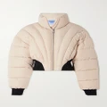 Mugler - Cropped Quilted Padded Recycled-shell Jacket - Beige - FR36