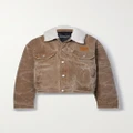 Acne Studios - Faux Shearling-trimmed Padded Distressed Denim Jacket - Brown - xx small
