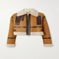 Tod's - Cropped Leather-trimmed Shearling Jacket - Tan - IT38