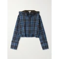 Loewe - Hooded Cropped Checked Wool And Cotton-blend Jacket - Blue - FR32