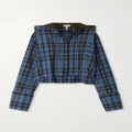 Loewe - Hooded Cropped Checked Wool And Cotton-blend Jacket - Blue - FR34