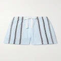lemlem - + Net Sustain Safia Striped Cotton-blend Shorts - Sky blue - medium