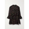 DÔEN - Alette Ruffled Tiered Floral-print Silk-georgette Mini Dress - Black - x large