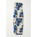Emilia Wickstead - Yulie Strapless Floral-print Taffeta-faille Midi Dress - Blue - UK 12