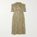 Saloni - Adele Printed Silk-satin Maxi Dress - Green - UK 8