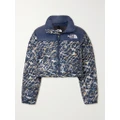 The North Face - Nuptse Reversible Cropped Embroidered Quilted Shell Down Jacket - Blue - x small
