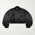Alexander Wang - Cropped Padded Cotton-blend Satin Bomber Jacket - Black - xx small