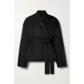 Ferragamo - Belted Twill Down Wrap Jacket - Black - IT42