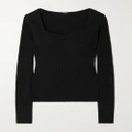 Adam Lippes - Florentine Ribbed Silk And Cashmere-blend Top - Black - small