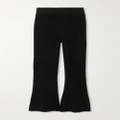 Adam Lippes - Cropped Recycled Pointelle-knit Flared Pants - Black - small