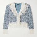 Balmain - Fringed Tweed Jacket - Blue - FR34