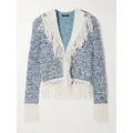 Balmain - Fringed Tweed Jacket - Blue - FR38