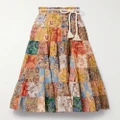 Zimmermann - Junie Patchwork Floral-print Cotton-voile Maxi Skirt - Red - 0