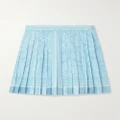 Versace - Pleated Satin-trimmed Floral-print Crepe De Chine Mini Skirt - Blue - IT36