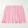 Versace - Pleated Satin-trimmed Floral-print Crepe De Chine Mini Skirt - Pink - IT38