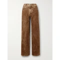Loewe - High-rise Cotton Velvet Straight-leg Pants - Brown - FR40