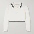 Alessandra Rich - Cropped Striped Cable-knit Cotton Sweater - White - IT44